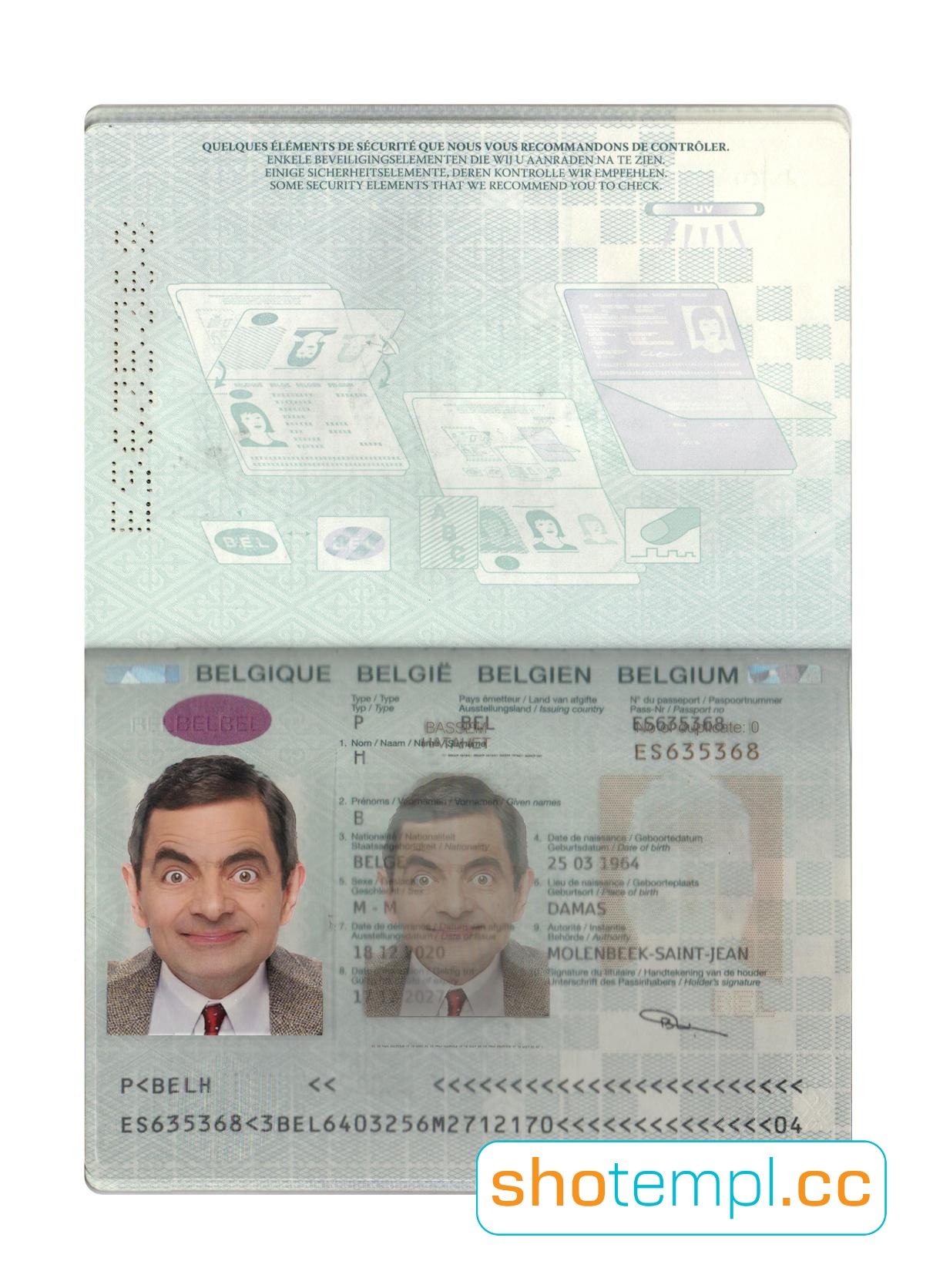 Belgium Passport PSD Template